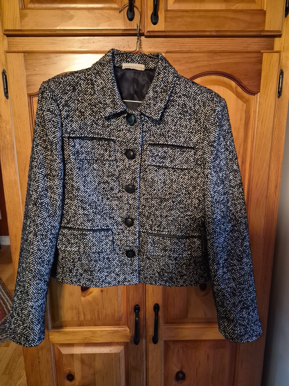 Puratatto Italy Cropped Wool Blend Tweed Jacket IT 42, US 6